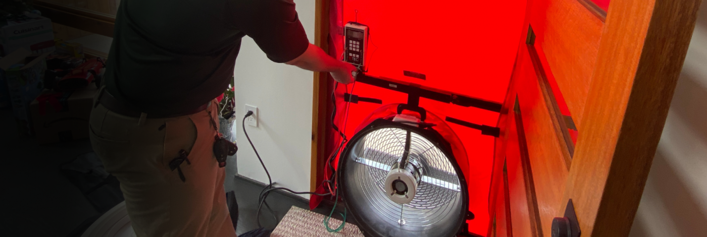 Blower Door Test in Progress